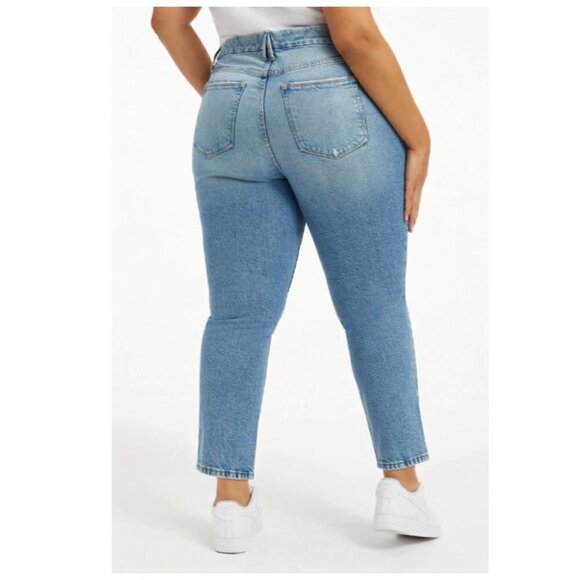 Good American The Good Classic Jean Mid Rise Cropped Straight Mom Jean Size 18 - Picture 4 of 5
